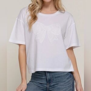 #95442 🛑S,M,L It's All About the White Bow! Women's Top